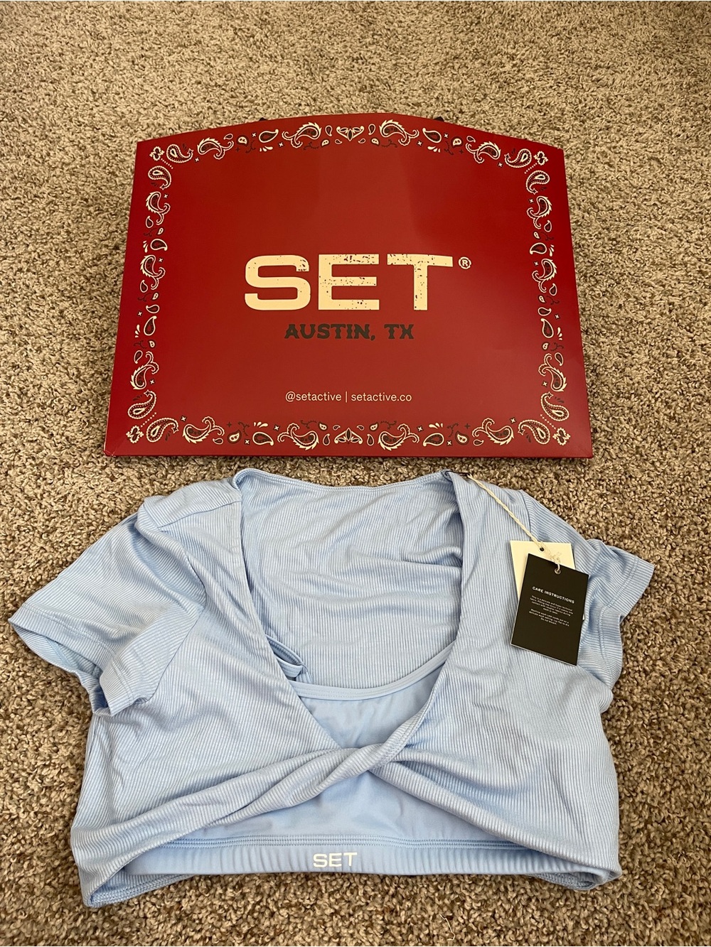 SET Austin Light Blue Twist-Front Crop Top